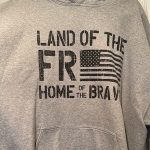 Gray Hoodie with Patriotic Print